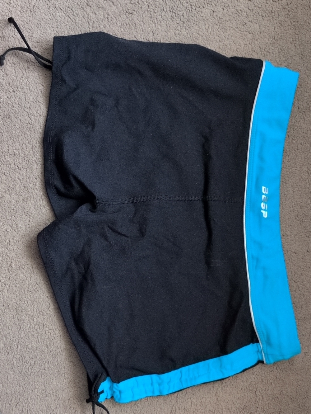 bebe Black Athletic Shorts with Bright Blue Waistband